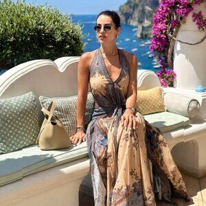 Zimmermann Ascension Cotton Halter V-neck Maxi Dress